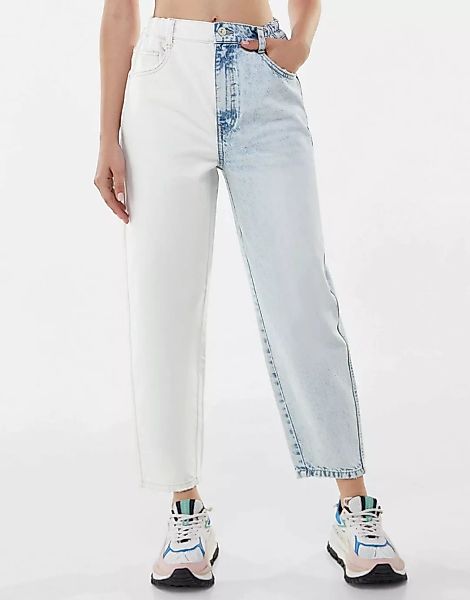 Bershka – Ballon-Jeans in zwei Farbtönen mit elastischem Bund in Blau und W günstig online kaufen