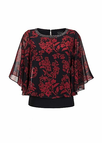 GOLDNER Satinbluse "Florale Printbluse, U-Boot-Ausschnitt" Chiffon-Ärmel günstig online kaufen