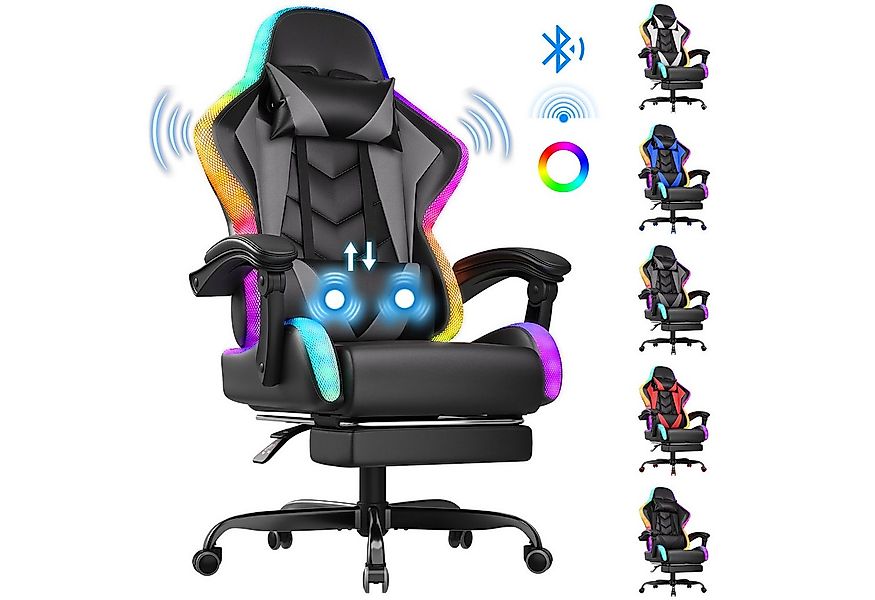 HOMALL Gaming-Stuhl mit LED,Ergonomisch,Fußstütze,computerstuhl,gaming stuh günstig online kaufen