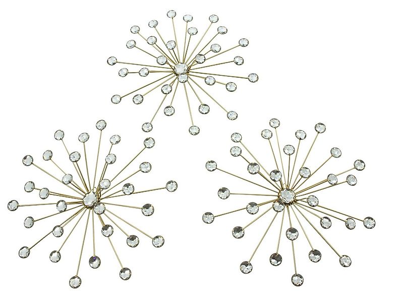 Dekoleidenschaft Wanddekoobjekt "Kristall-Blüte" aus Metall in gold mit Gla günstig online kaufen