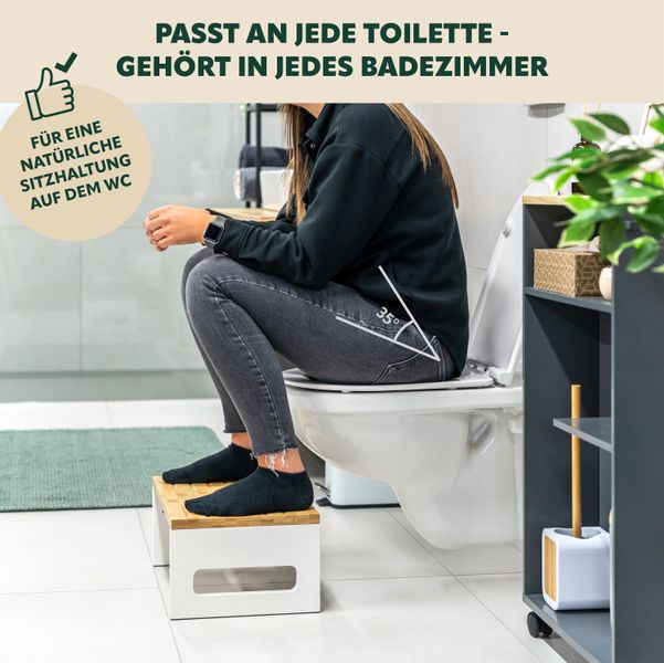eluno Fußhocker Toilettenhocker, aus Bambus, platzsparend günstig online kaufen