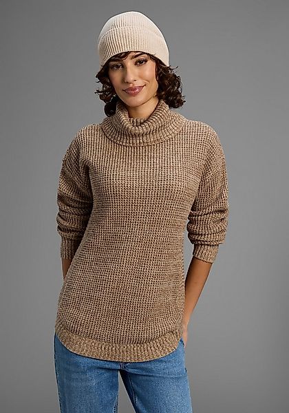 Laura Scott Rollkragenpullover Winterpullover im lässigen Fit mit Waffelstr günstig online kaufen