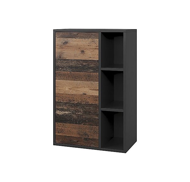 Vicco Bücherregal Berno, Schwarz/Oldstyle, 50.1 x 78.4 cm mit 3 offenen Fäc günstig online kaufen