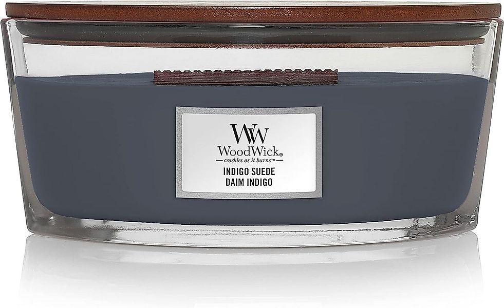 Woodwick Duftkerze WoodWick Indigo Suede ellipsenförmige Duftkerze mit knis günstig online kaufen