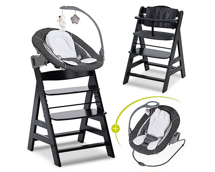Hauck Hochstuhl Alpha Plus Black Newborn Set Deluxe (Set), Holz Babystuhl a günstig online kaufen