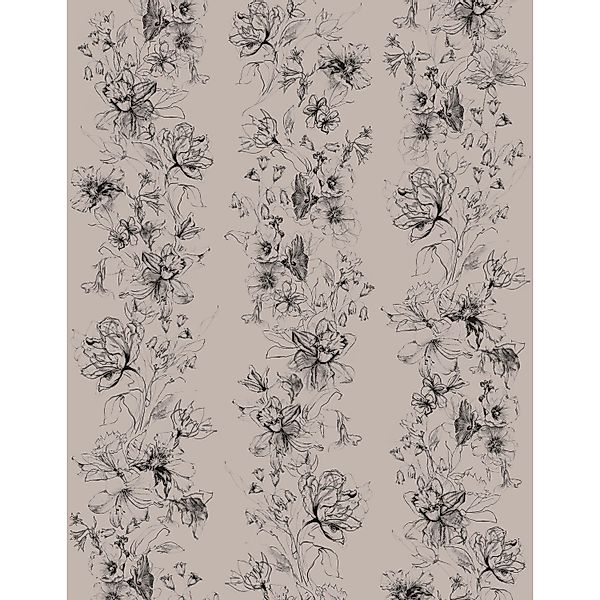 Marburg Vliestapete Blumen Crushed-Optik Modern 270 cm x 210 cm Greige günstig online kaufen