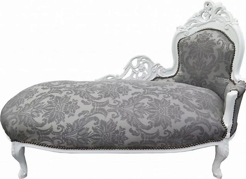 Casa Padrino Chaiselongue Barock Chaiselongue Grau Muster / Weiss - Recamie günstig online kaufen