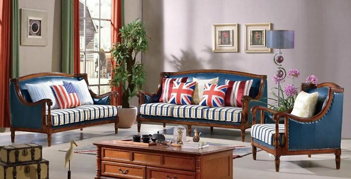 JVmoebel Sofa Amerikanische Sofagarnitur Ledersofa Couch Polster 321 Sitzer günstig online kaufen