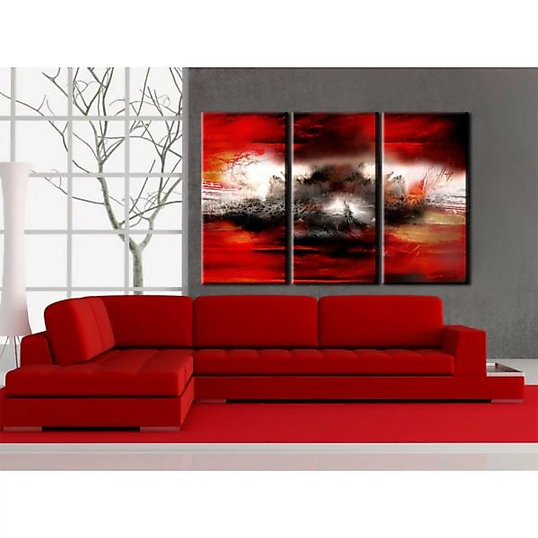 Bild auf Leinwand Kräftige Abstraktion mit Rot- und Grautönen XXL günstig online kaufen