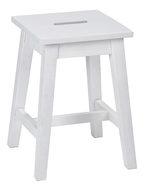 Home4You Sitzhocker, Weiß, Lackiert, Kiefernholz massiv, günstig online kaufen