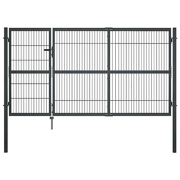 vidaXL Gartentor mit Pfosten Stahl 350x140 cm Anthrazit 144401 günstig online kaufen