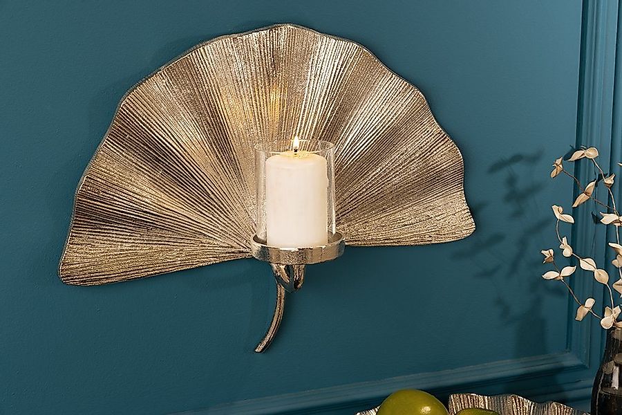 riess-ambiente Wandkerzenhalter GINKGO 44cm silber (Einzelartikel, 1 St), W günstig online kaufen