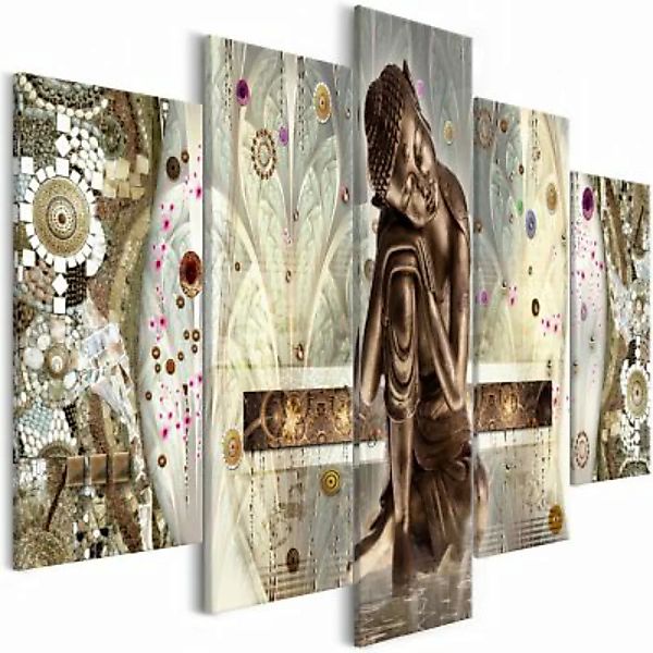artgeist Wandbild Buddha's Dream (5 Parts) Wide grau/braun Gr. 200 x 100 günstig online kaufen