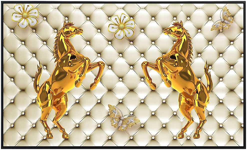 Papermoon Infrarotheizung »Muster mit Pferden gold weiß«, sehr angenehme St günstig online kaufen