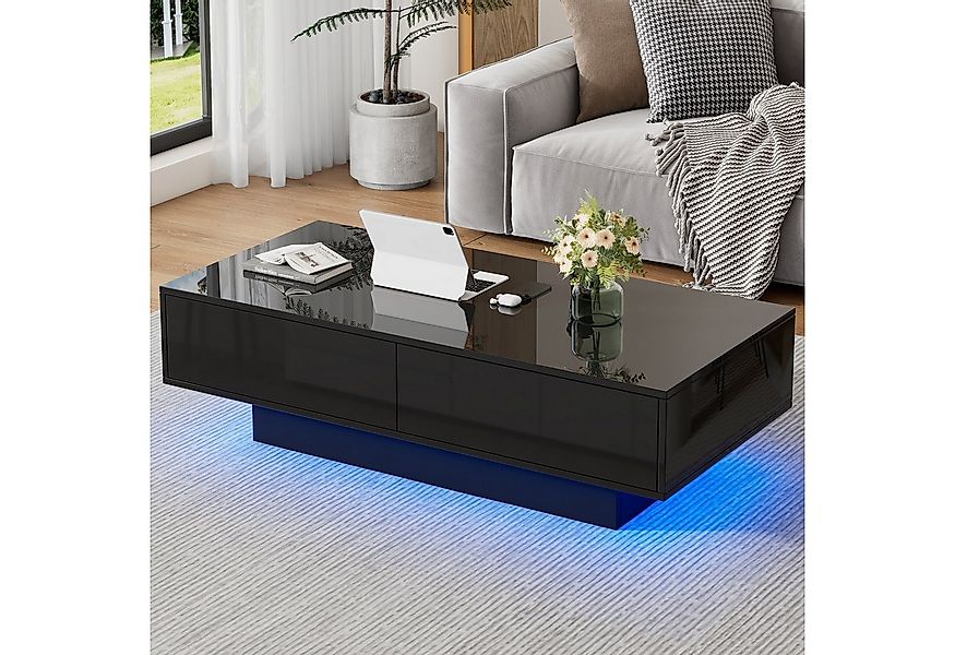 STILVORA Couchtisch mit Schubladen,Wohnzimmertisch Sofatisch mit LED-Beleuc günstig online kaufen