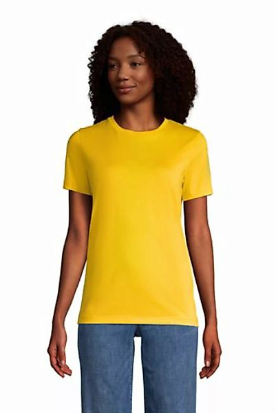 Supima Kurzarm-Shirt mit rundem Ausschnitt, Damen, Größe: M Normal, Gelb, B günstig online kaufen
