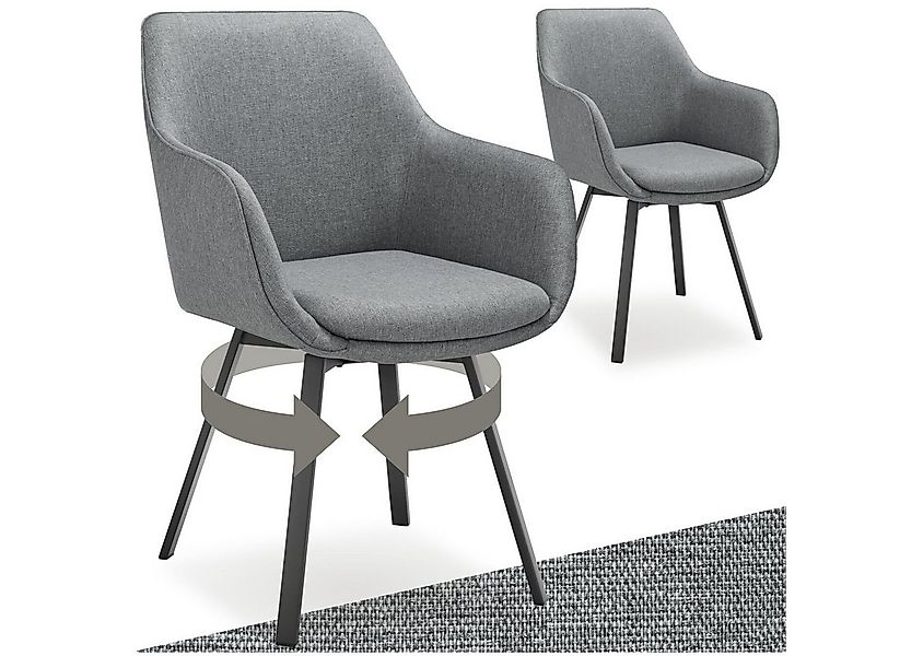 tectake Esszimmerstuhl Drehbarer Armlehnstuhl Alicon, gepolstert (Set, 2 St günstig online kaufen