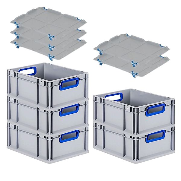 PROREGAL Spar Set 5x Eurobox Nextgen Color Mit Auflagedeckel & Schiebeschna günstig online kaufen