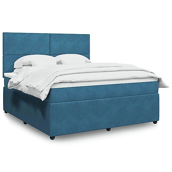 vidaXL Boxspringbett mit Matratze Blau 180x200 cm Samt 3294704 günstig online kaufen