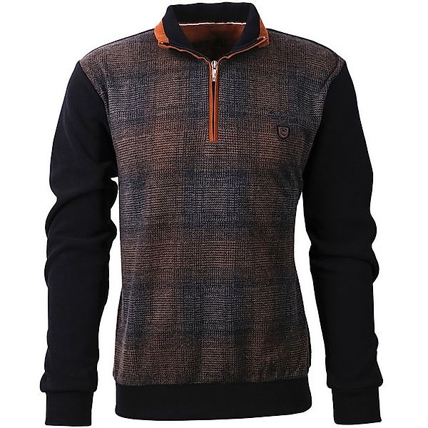 Mode Monte Carlo Sweatshirt Sweat-Shirt Troyer Zip Marine mit braun günstig online kaufen