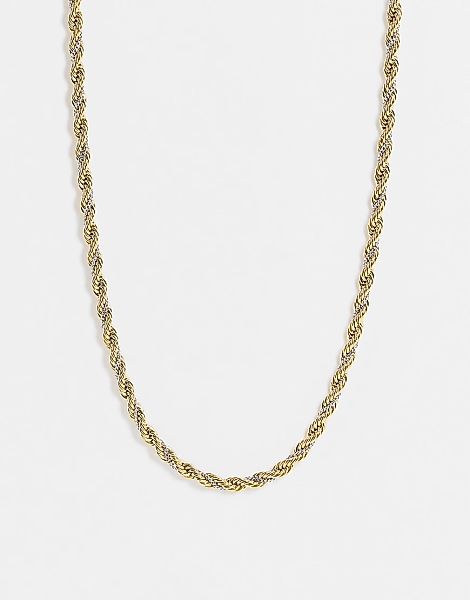 ASOS DESIGN – Halskette aus Edelstahl im Gold- und Silber-Mix-Bunt günstig online kaufen