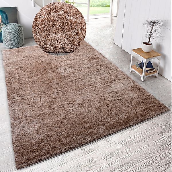 my home Hochflor-Teppich "Malin" rechteckig 43 mm Höhe Shaggy in Uni-Farben günstig online kaufen