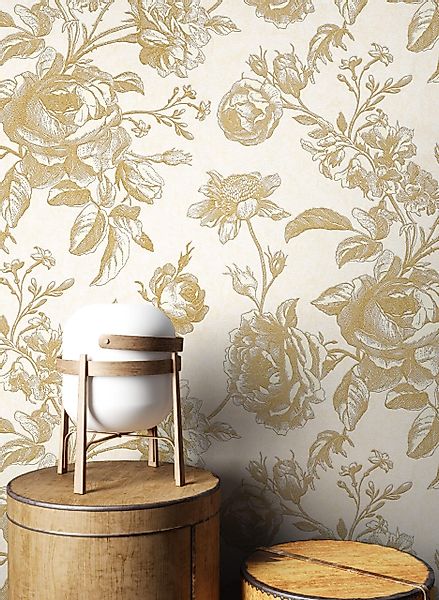 Newroom Vliestapete, Beige Tapete Floral Blumen günstig online kaufen