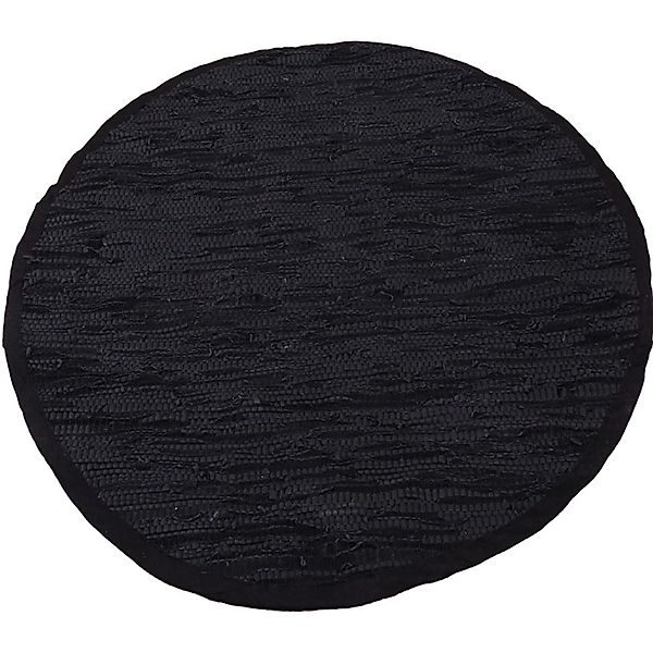 Bestlivings Flickenteppiche Leder Rund 150 cm Schwarz günstig online kaufen