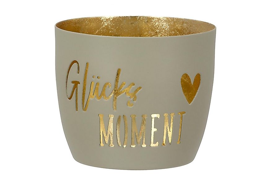 GILDE Teelichthalter Windlicht Glücksmoment 8.5 cm creme (Einzelartikel, 1 günstig online kaufen