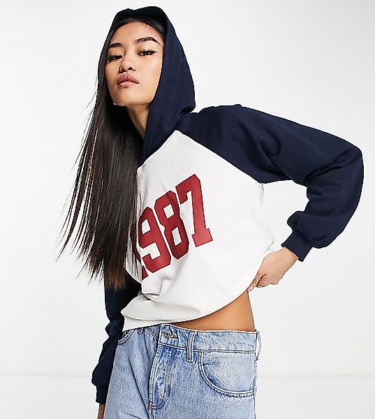 Vero Moda – FRSH – Sweatshirt in Marineblau mit „1987“-Print und Raglanärme günstig online kaufen