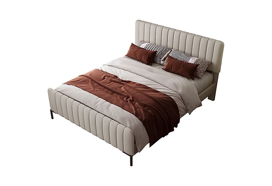 Flieks Polsterbett, Doppelbett verstellbares Kopfteil Leinen 160x200cm günstig online kaufen