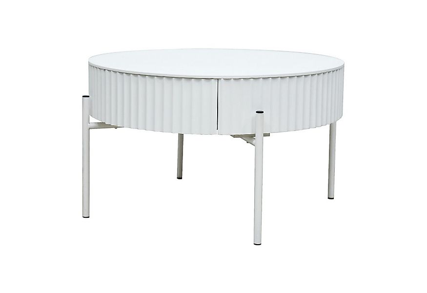 en.casa Couchtisch, »Rill« mit Schublade rund Metallbeine 36 x Ø60 cm Weiß günstig online kaufen