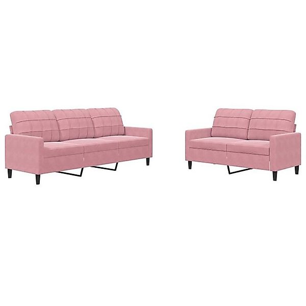 vidaXL Sofa 2-tlg. Sofagarnitur mit Kissen Rosa Samt günstig online kaufen