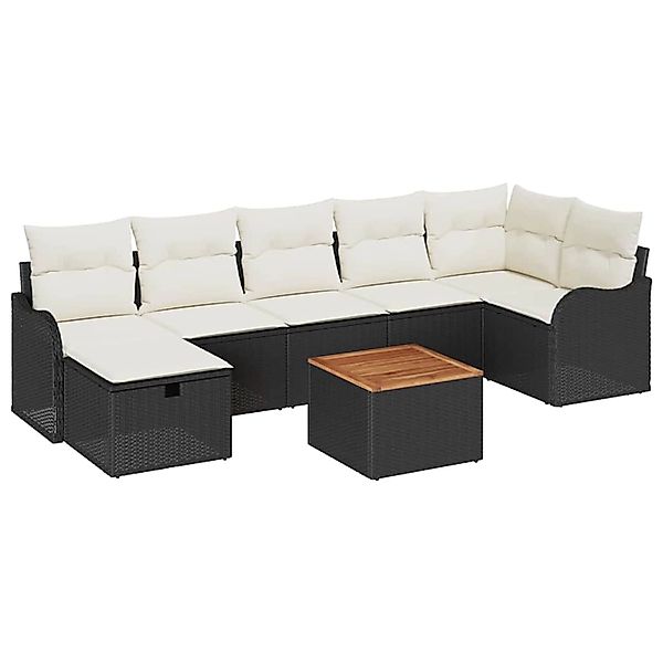vidaXL Garten-Sofa-Set mit Kissen 8-Tlg Schwarz Poly Rattan 3360820 günstig online kaufen
