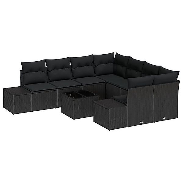 vidaXL Loungesofa Garten-Sofa Set Set aus 9 Teilen Schwarz, 9 Teile günstig online kaufen