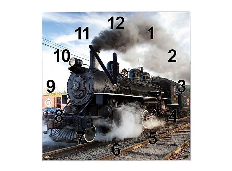 banjado Wanduhr Motiv Dampflok (30 x 30 x 2cm) günstig online kaufen