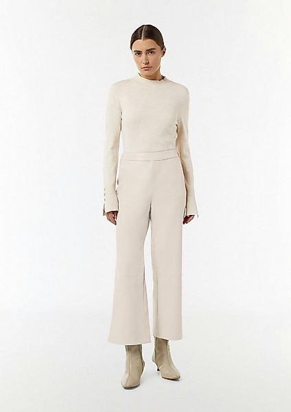 comma Chinos Hose Kunstleder-Hose mit Flared Leg günstig online kaufen