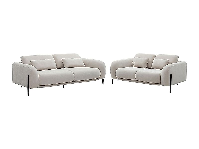 Sofa 3-Sitzer & 2-Sitzer mit verstellbarer Rückenlehne - Stoff Beige - ARAV günstig online kaufen
