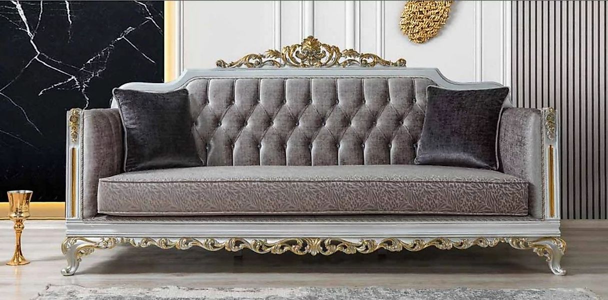 JVmoebel Sofa Dreisitzer Barock Rokoko Chesterfield Sofa Couch Samt günstig online kaufen