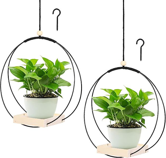 Coonoor Blumenampel Hängende Blumenampel Metall Blumentopf (2 St), Schwarz günstig online kaufen