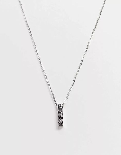 Icon Brand – Halskette mit Stabanhänger im gesprungenen Design in Silber günstig online kaufen