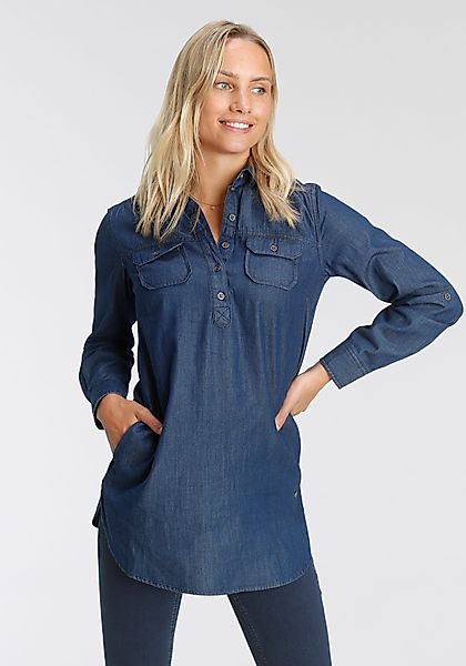 Arizona Jeansbluse Krempelärmel mit Riegel im günstig online kaufen