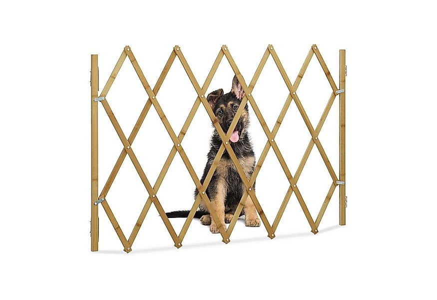 relaxdays Treppenschutzgitter Ausziehbares Hundeabsperrgitter Bambus günstig online kaufen