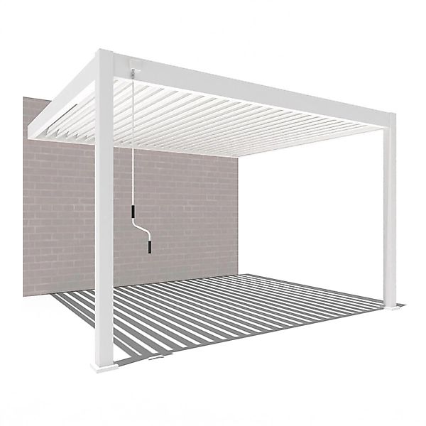 Weide Deluxe Wand Pergola Voll Aluminium 3 x 3,6 M Lamellendach Weiß Pavill günstig online kaufen
