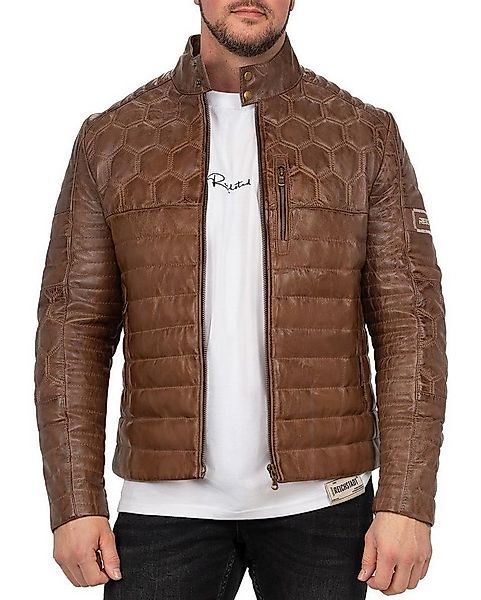 Reichstadt Lederjacke Herren Slim Fit Bikerjacke Echtleder 22RS31LUX Cognac günstig online kaufen