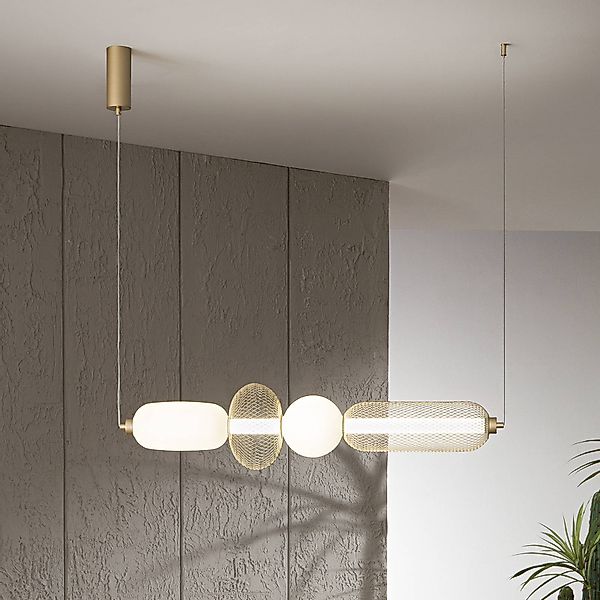LED-Hängelampe INKAS, Höhe 90 cm goldfarben Glas/Metall, CCT günstig online kaufen