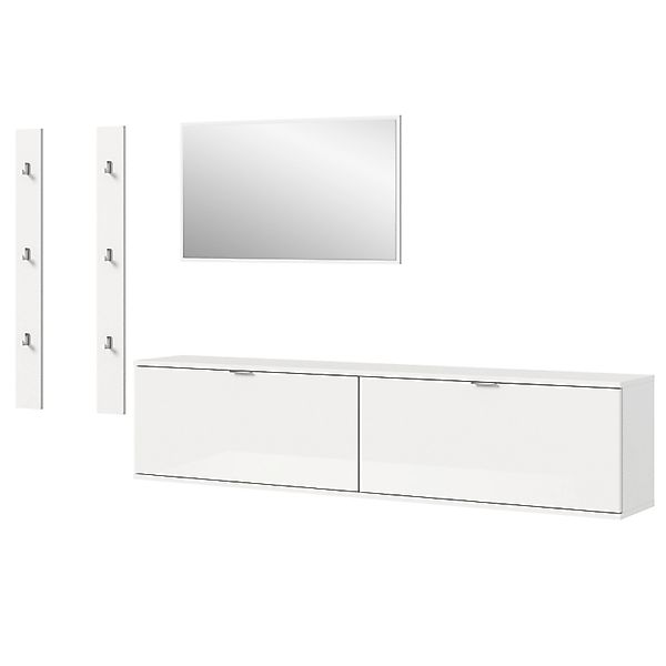 Inn.Furn Garderoben-Set 5-teilig in Weiß Hochglanz 238 cm SystemX günstig online kaufen