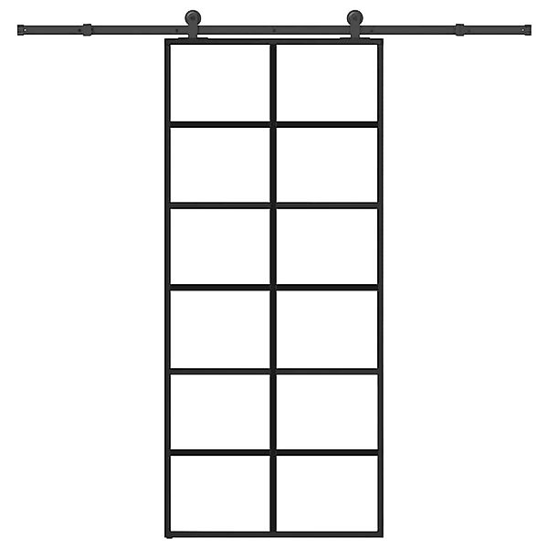 vidaXL Schiebetür mit Beschlag 90x205 cm ESG-Glas & Aluminium 3332843 günstig online kaufen