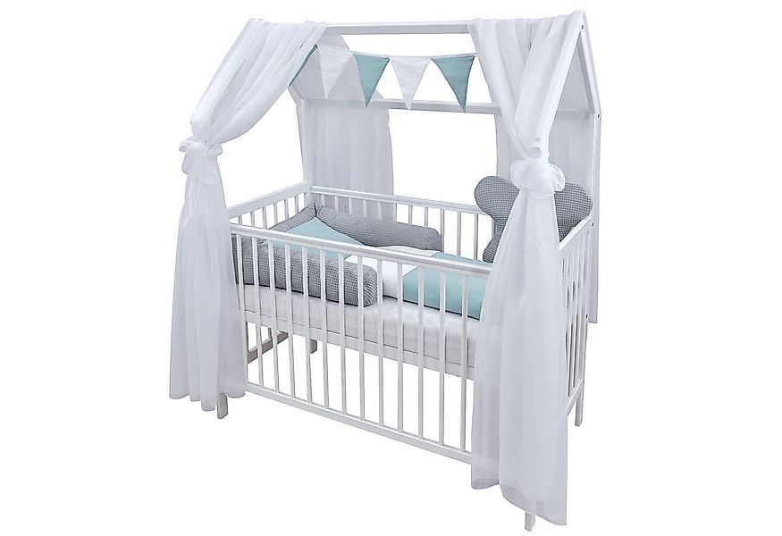 Baby-Delux Komplettbett Hausbett Babybett Komplettset Waffelpique, 12-tlg., günstig online kaufen