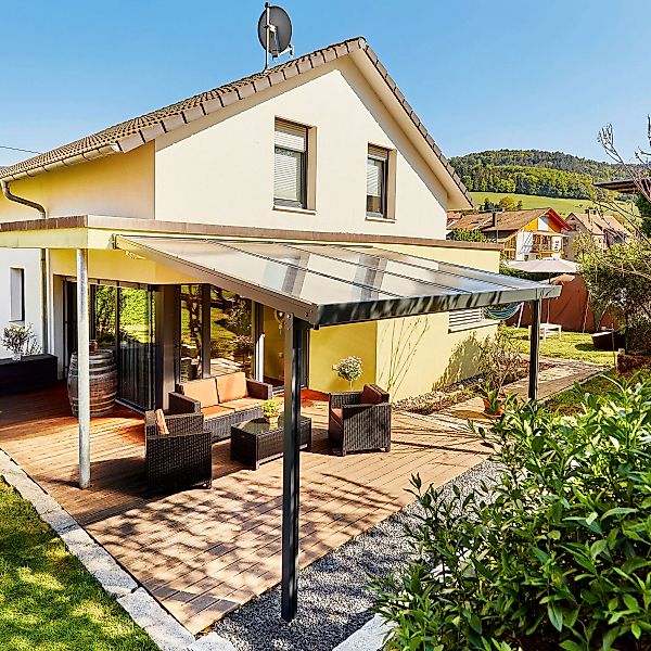 Terrassenüberdachung Premium (BxT) 410 cm x 406 cm Anthrazit Polycarbonat K günstig online kaufen